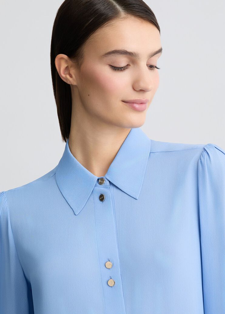Light blue viscose shirt light blue Liu Jo - large image number 4 Light blue viscose shirt light blue Liu Jo - large image number 4