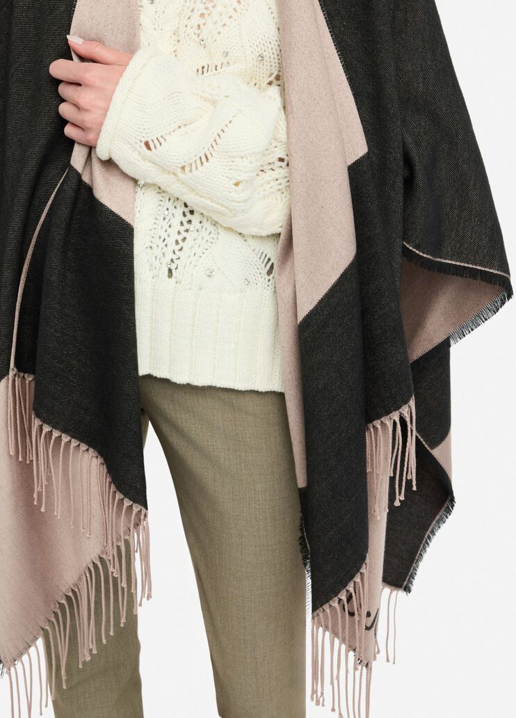 Poncho with logo and fringes black Liu Jo - large image number 3
