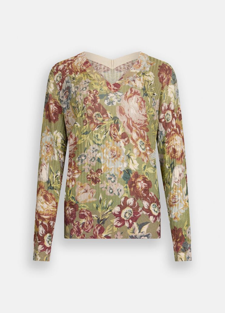 Pullover mit V-Ausschnitt  Sanderson-Print Liu Jo - large image number 6