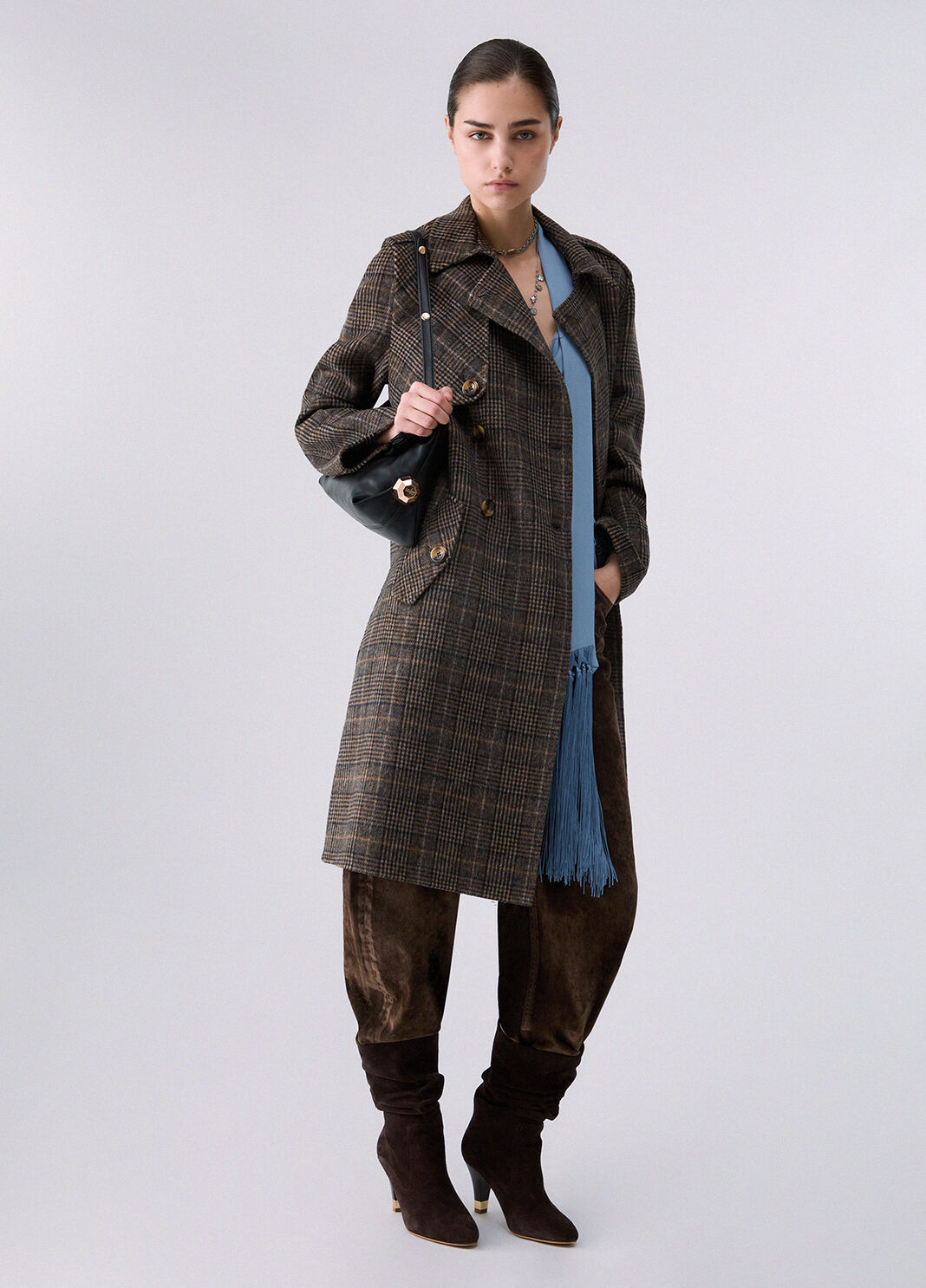 Long wool coat check Liu Jo - large image number 5