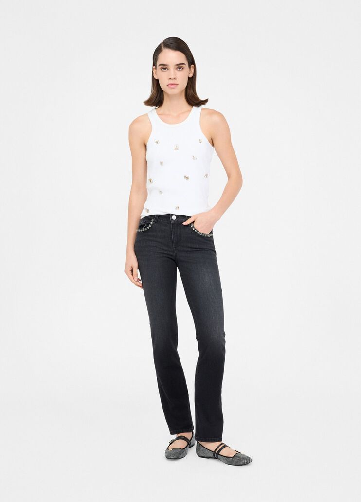 Slim jeans with gemstones black denim Liu Jo - medium Slim jeans with gemstones black denim Liu Jo - medium