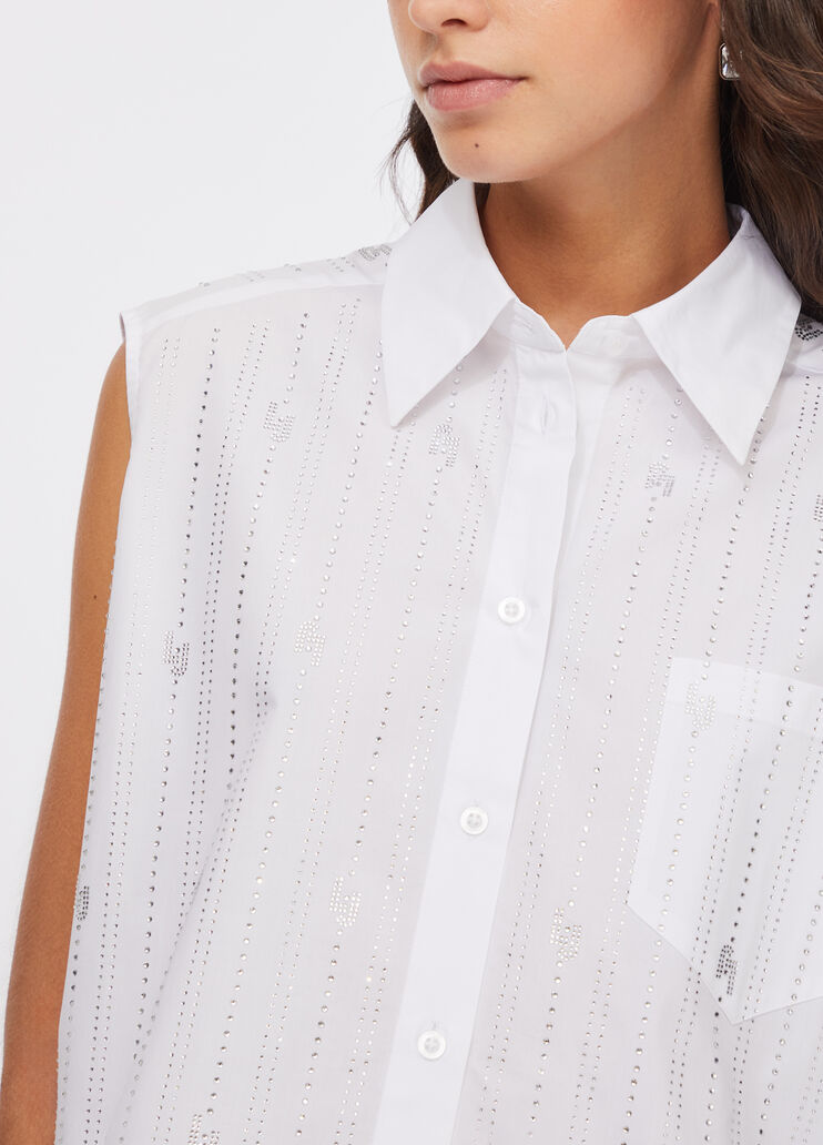 Cotton top with rhinestones white Liu Jo - large image number 3