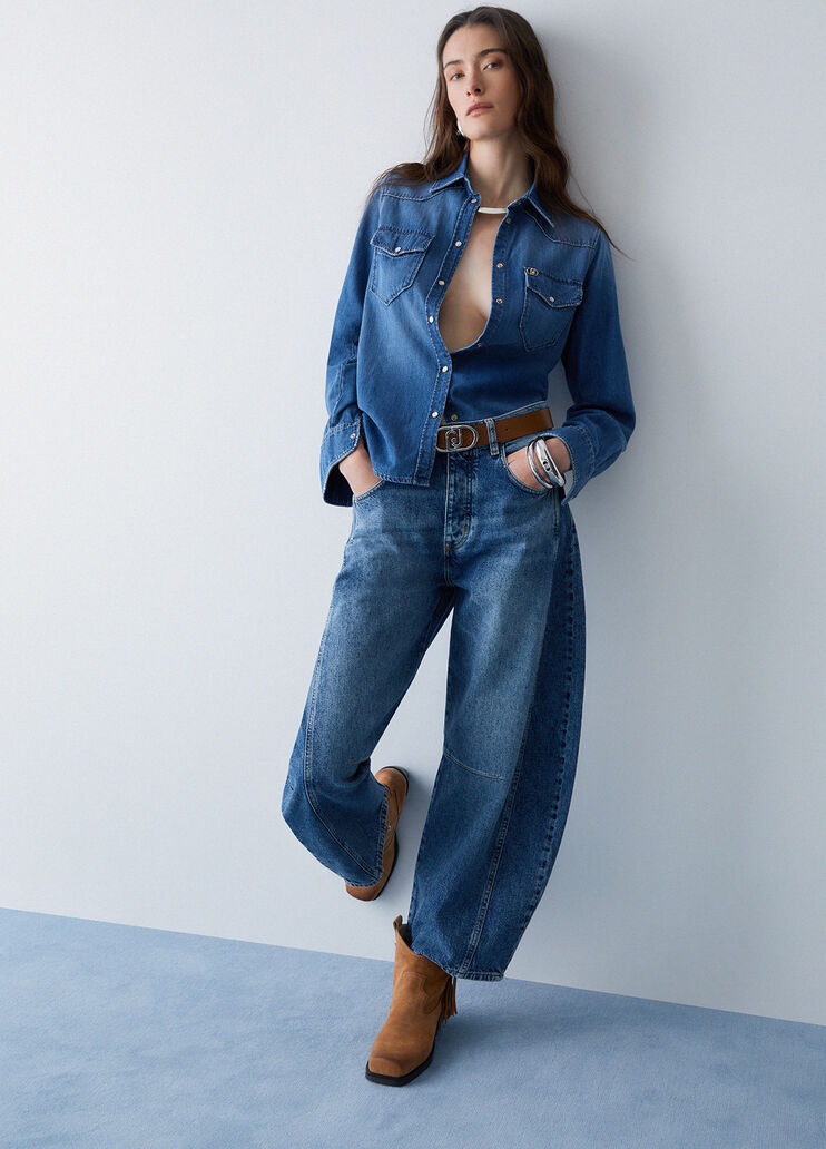 Jean ballon &agrave; taille basse denim bleu fonc&eacute; Liu Jo - medium