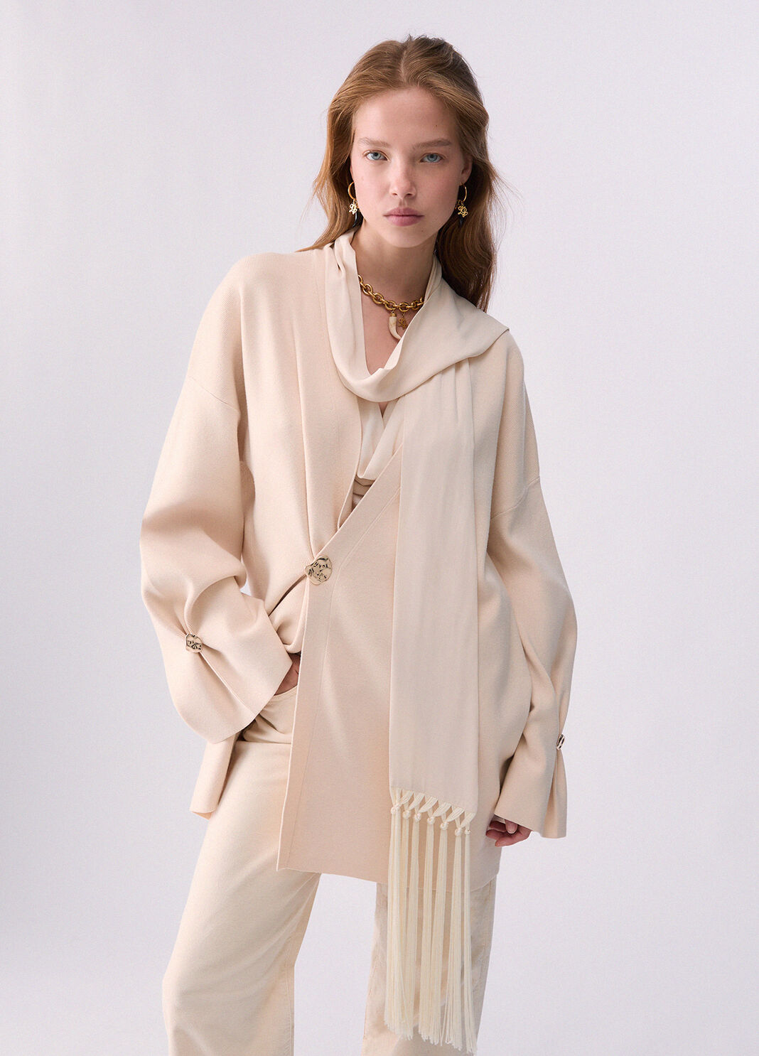 Cardigan with jewel buttons cream Liu Jo - large image number 0