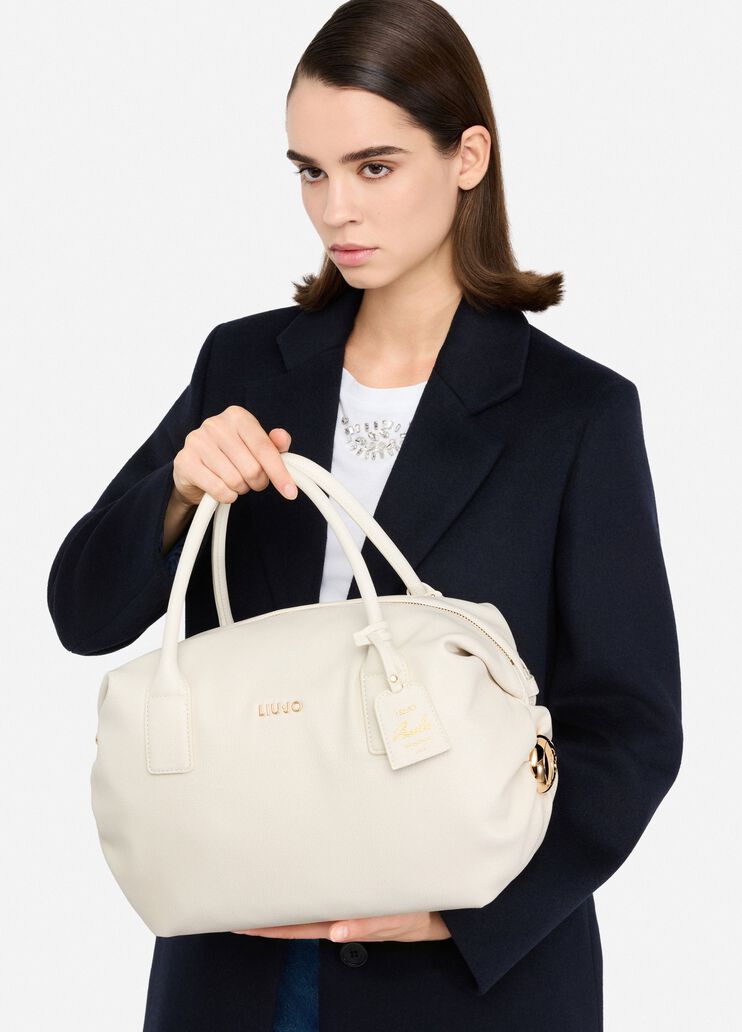 Große Tasche mit Charm Weiß Liu Jo - medium Große Tasche mit Charm Weiß Liu Jo - medium