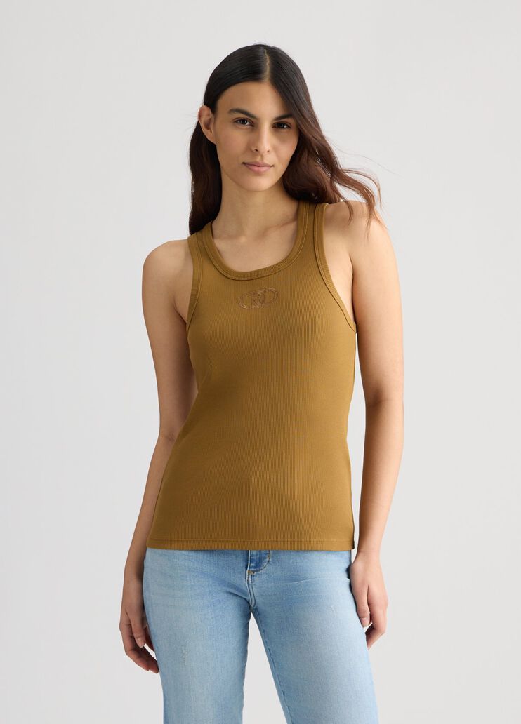 Cotton top with logo caramel Liu Jo - medium Cotton top with logo caramel Liu Jo - medium