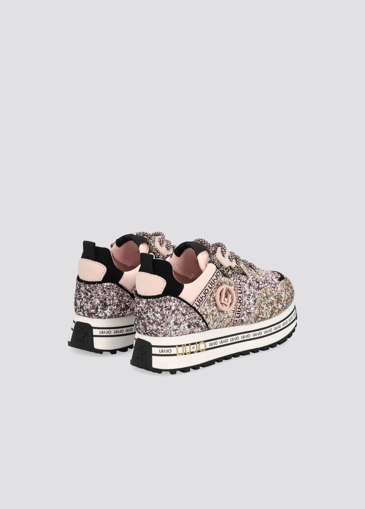 Platform sneakers with glitter platinum Liu Jo - large image number 2 Platform sneakers with glitter platinum Liu Jo - large image number 2