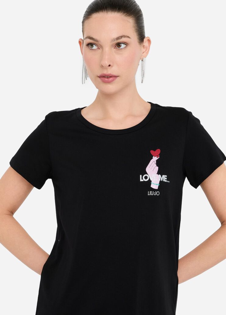 Cotton T-shirt black Liu Jo - large image number 2 Cotton T-shirt black Liu Jo - large image number 2
