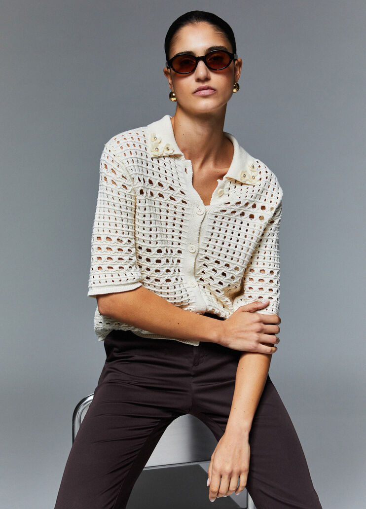 Cardigan in crochet bianco lana Liu Jo - medium