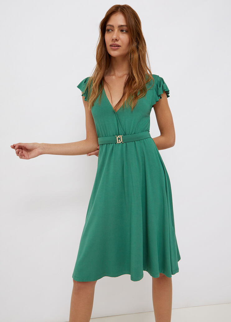 Vestido midi con logotipo verde musgo Liu Jo - large image number 0 Vestido midi con logotipo verde musgo Liu Jo - large image number 0
