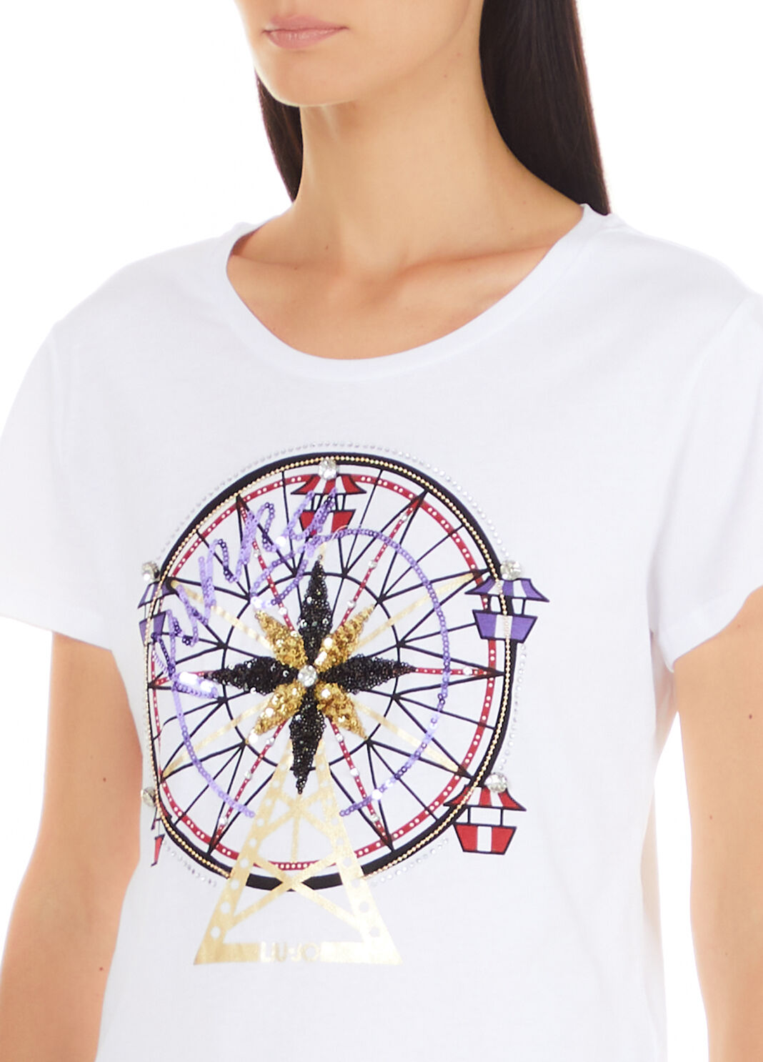 Camiseta con estampado blanco/rueda panor&aacute;mica Liu Jo - large image number 2