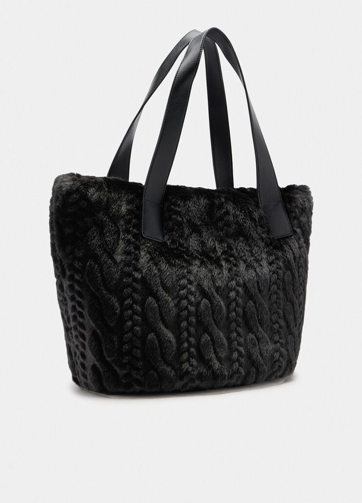 Sac hobo en imitation fourrure noir Liu Jo - medium
