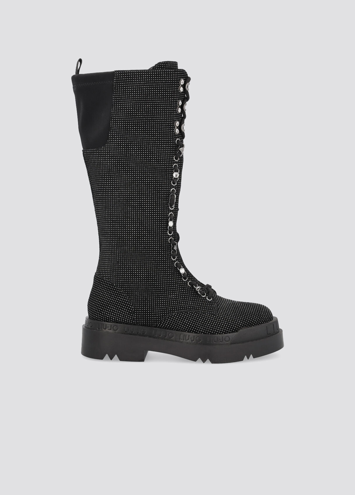 silver glitter combat boots