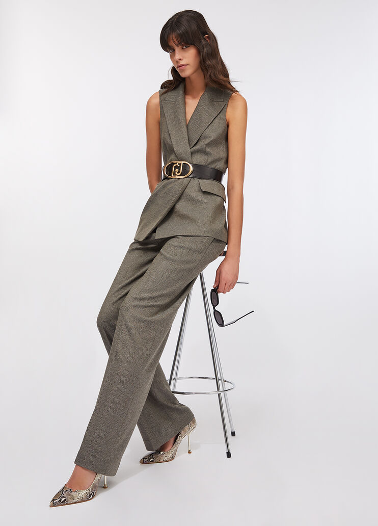 Gerade Hose mit Bügelfalte Dunkelbeige Liu Jo - medium