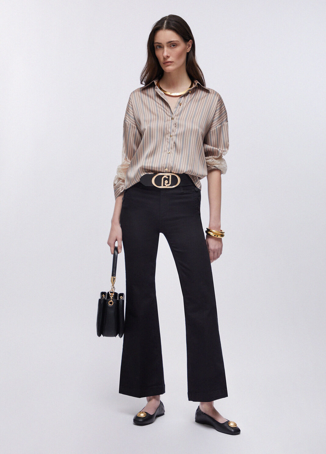 Брюки клеш с фирменными пуговицами черный Liu Jo - large image number 5