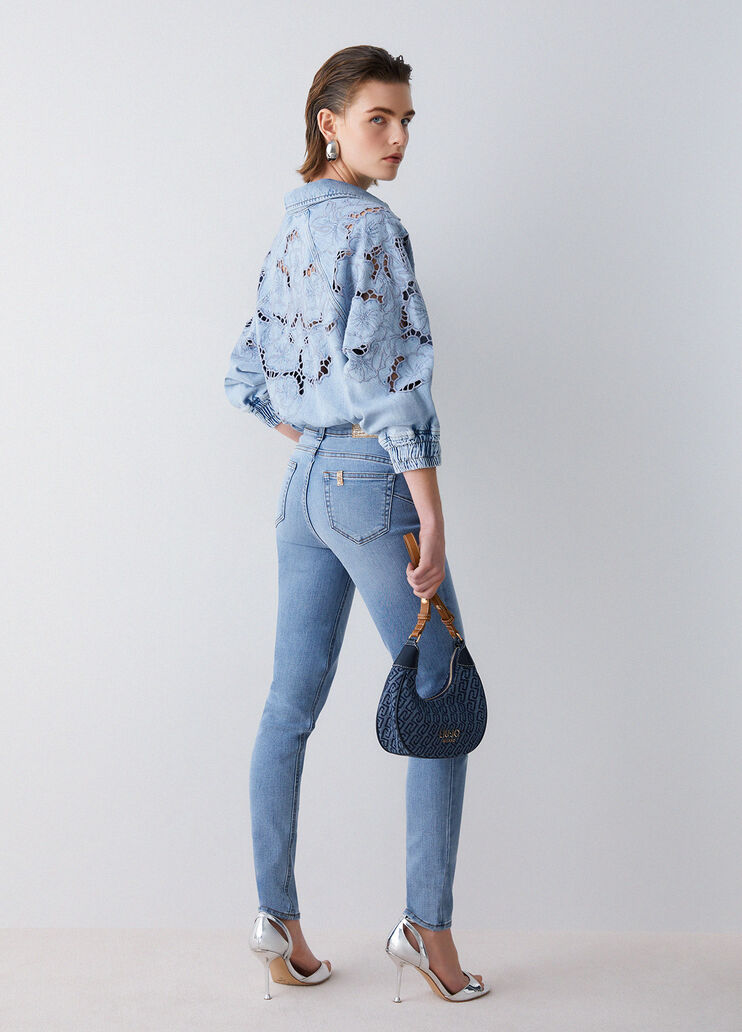 Skinny-Jeans mit hohem Bund Helles Denimblau Liu Jo - medium