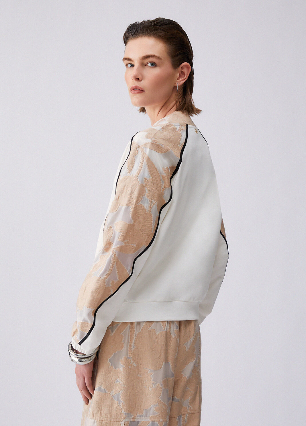 Толстовка с деталями из органзы бежевый Liu Jo - large image number 1