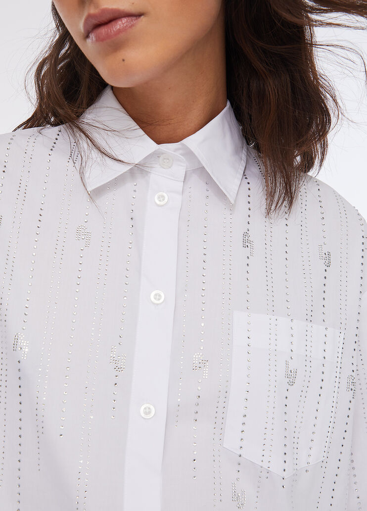 Baumwollshirt mit Strass Weiß/Logo Liu Jo - large image number 4