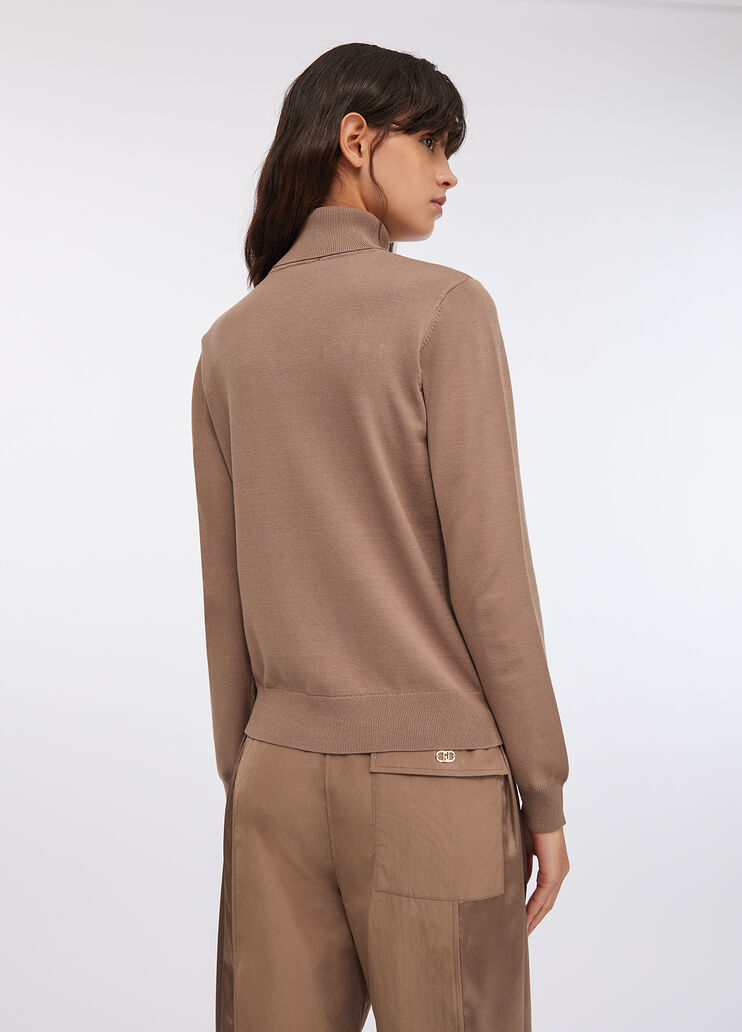 Striped polo-neck jumper chocolate Liu Jo - large image number 1