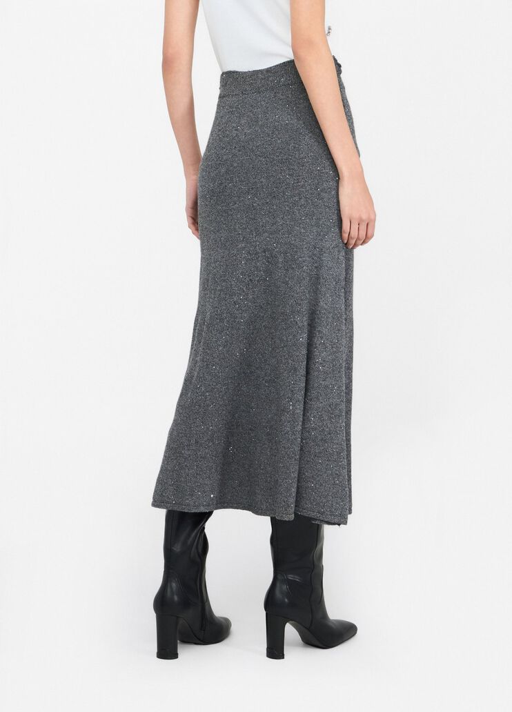 Knit midi skirt with sequins grey Liu Jo - large image number 1 Knit midi skirt with sequins grey Liu Jo - large image number 1