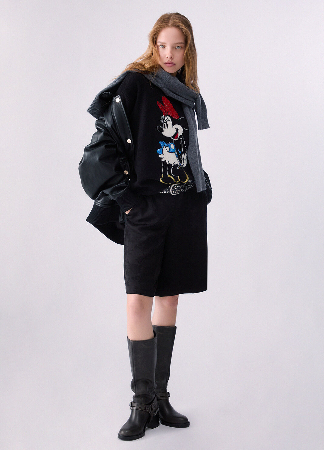 Maglia jacquard in lana Mrs Mouse nero/Miss mouse Liu Jo - large image number 5