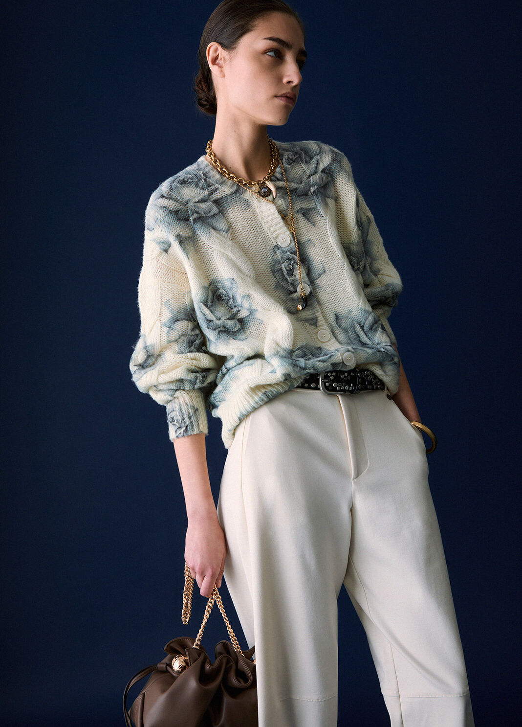 Wool Cardigan with Rose Print white Liu Jo - large image number 3