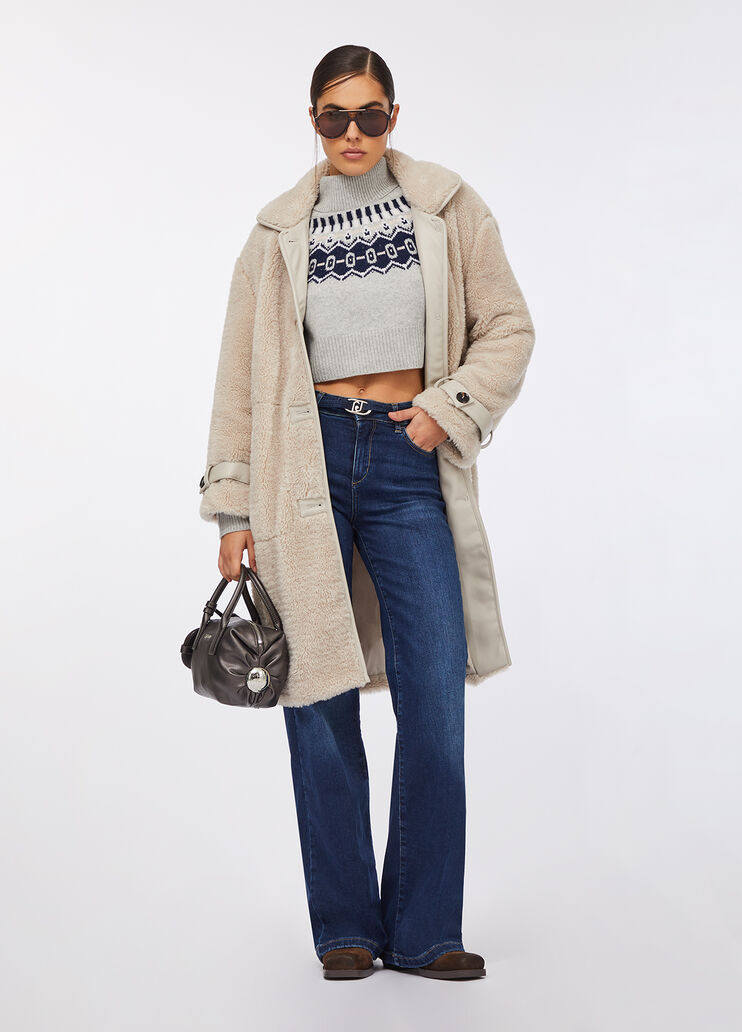 Teddy fabric coat dark beige Liu Jo - medium