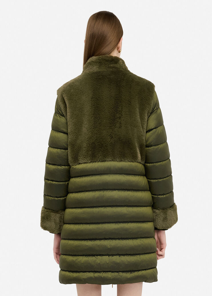 Padded jacket with faux fur inserts olive green Liu Jo - large image number 1 Padded jacket with faux fur inserts olive green Liu Jo - large image number 1