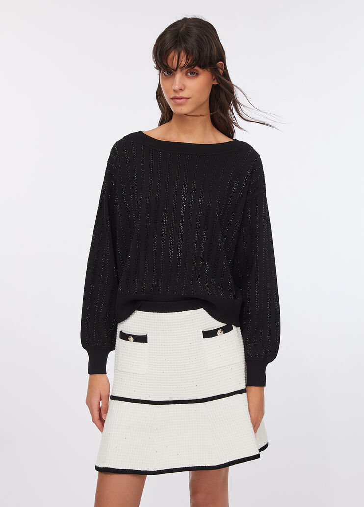 Pullover mit Strass Schwarz/Strass Liu Jo - large image number 0