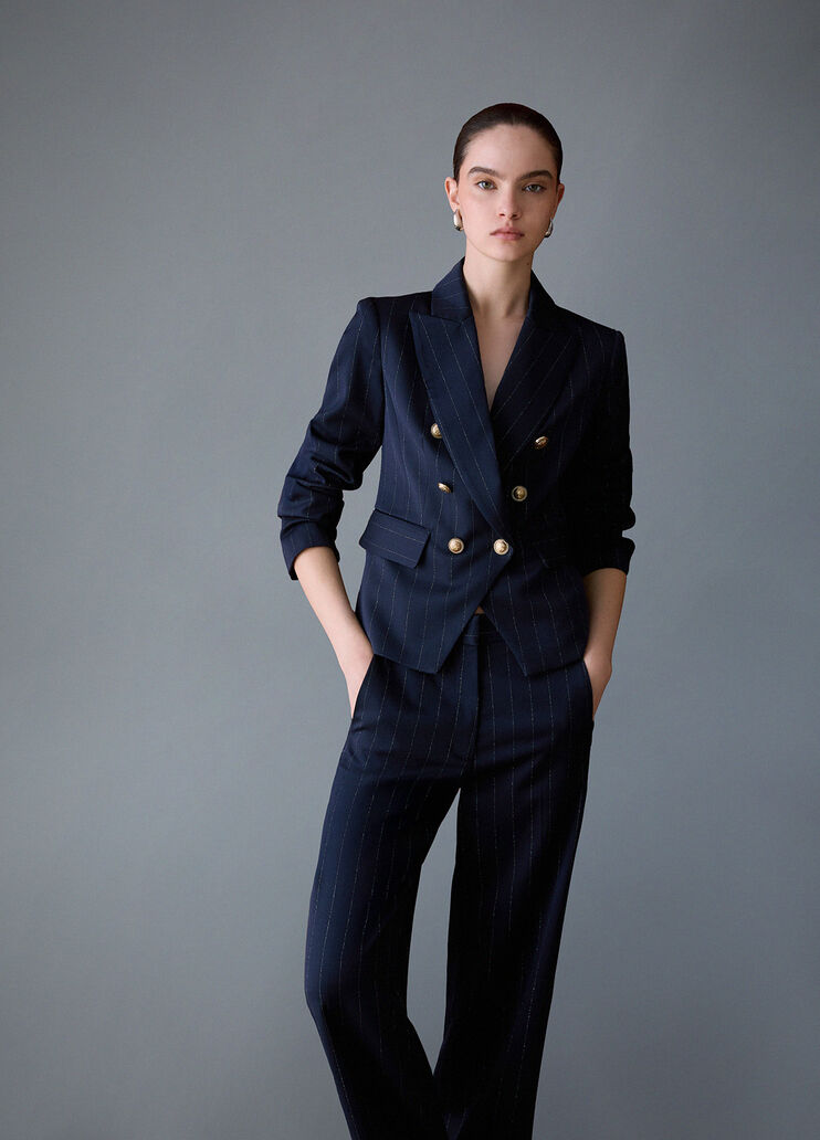 Blazer doppiopetto gessato blu gessato Liu Jo - medium