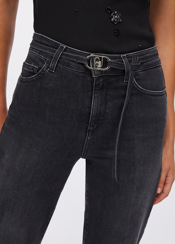 Flared jeans with belt black denim Liu Jo - large image number 2 Flared jeans with belt black denim Liu Jo - large image number 2
