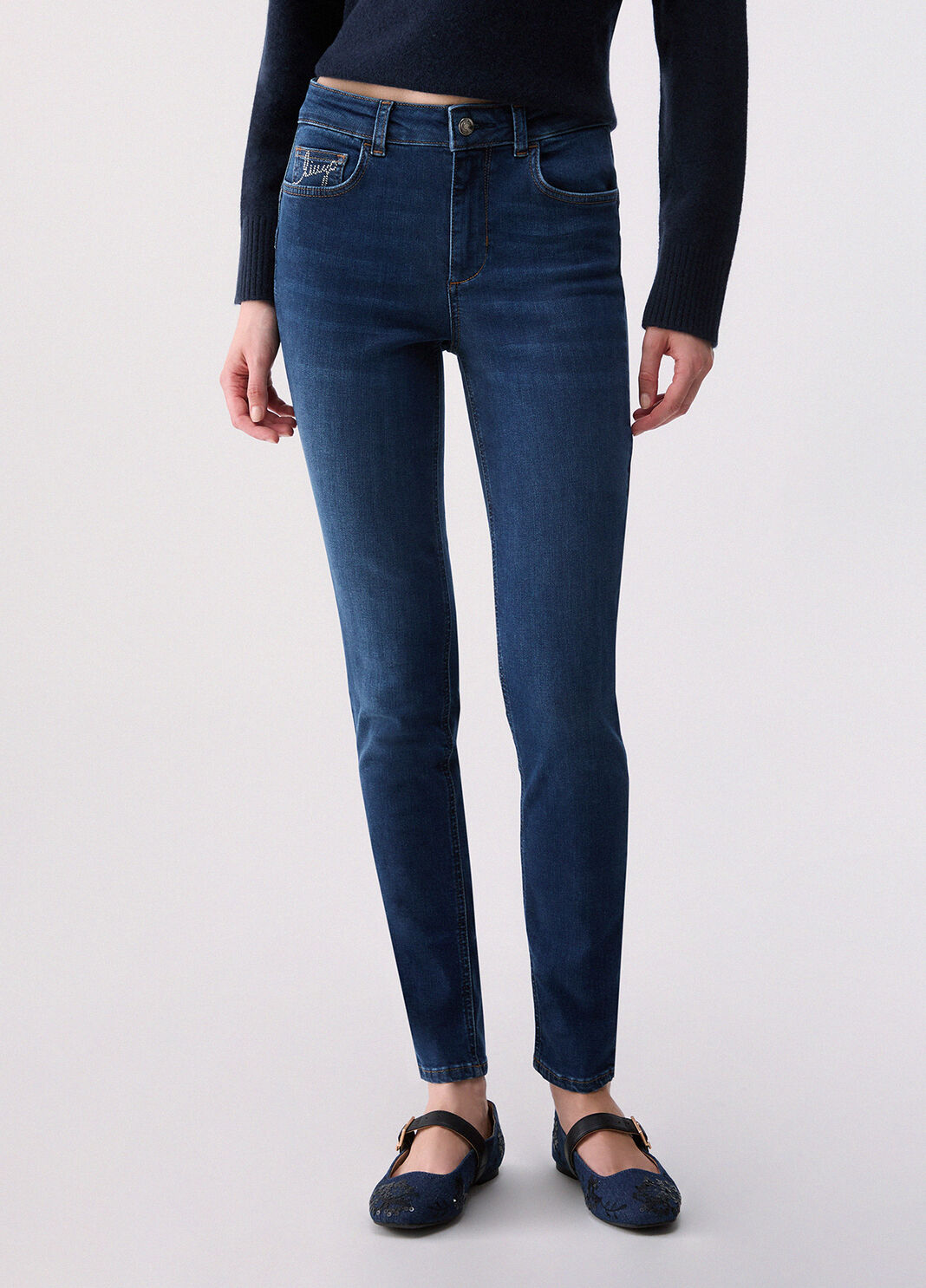 Skinny jeans with embellishments dark denim Liu Jo - large image number 0