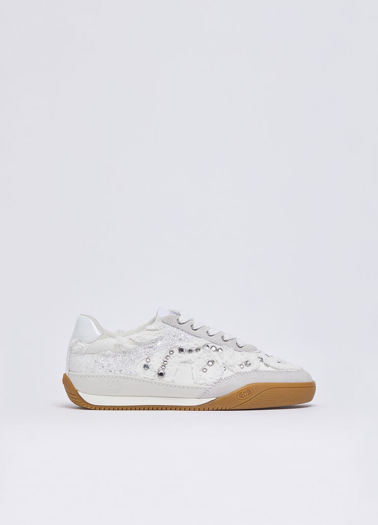 Sneaker aus Denim mit Schmucksteinen Wei&szlig; Liu Jo - medium