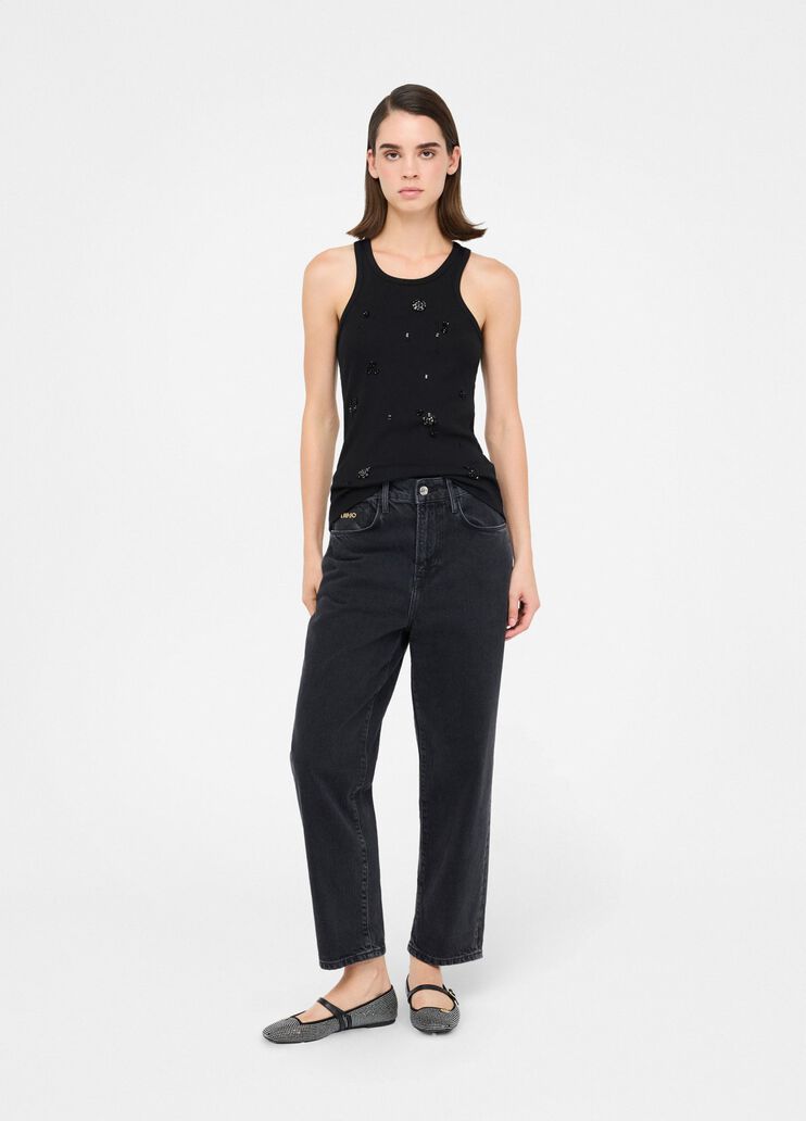 Boyfriend jeans with quilted pocket black denim Liu Jo - medium Boyfriend jeans with quilted pocket black denim Liu Jo - medium