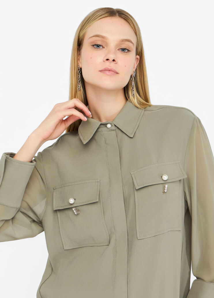 Gabardine overshirt jacket asparagus Liu Jo - medium Gabardine overshirt jacket asparagus Liu Jo - medium
