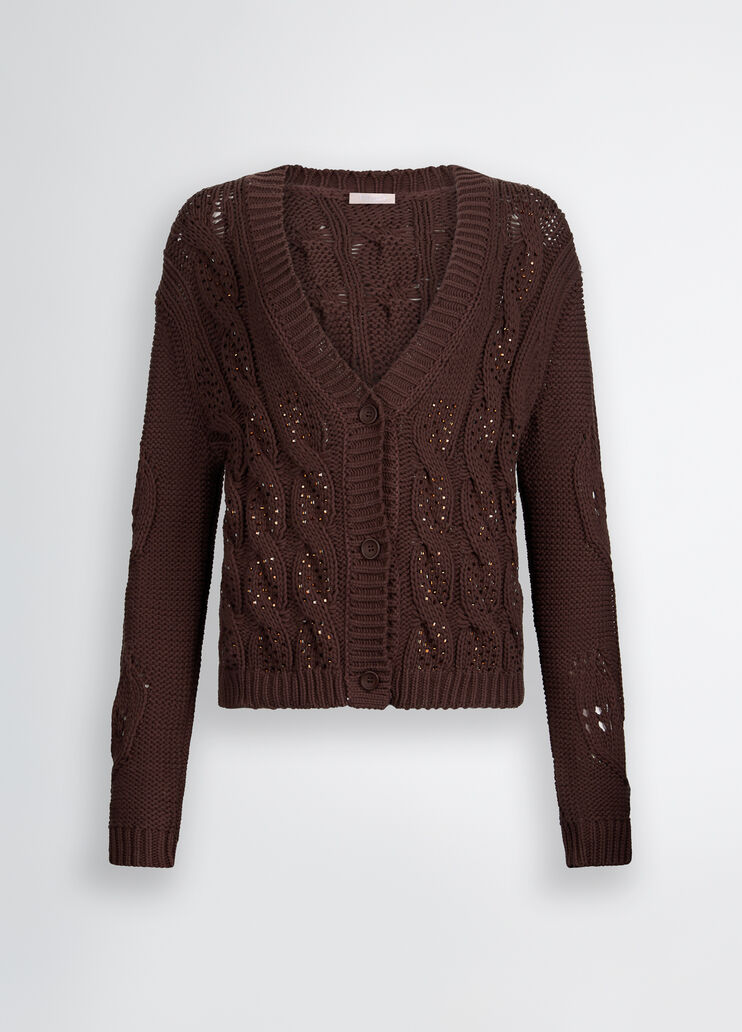 Cardigan with gemstones brown Liu Jo - large image number 6 Cardigan with gemstones brown Liu Jo - large image number 6