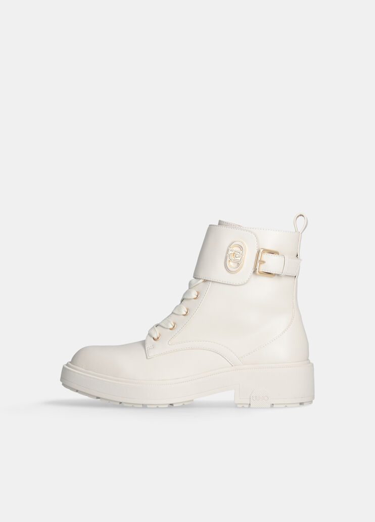 Leather combat boots milk Liu Jo - large image number 4 Leather combat boots milk Liu Jo - large image number 4