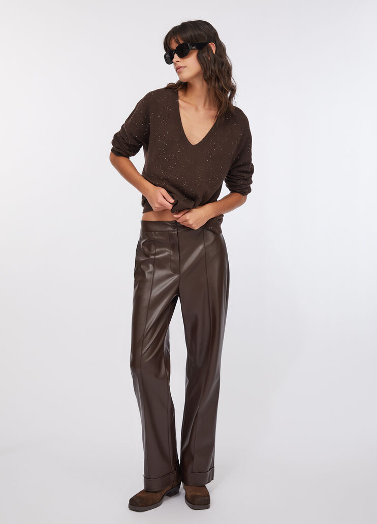 Jumper with micro sequins chocolate Liu Jo - large image number 5