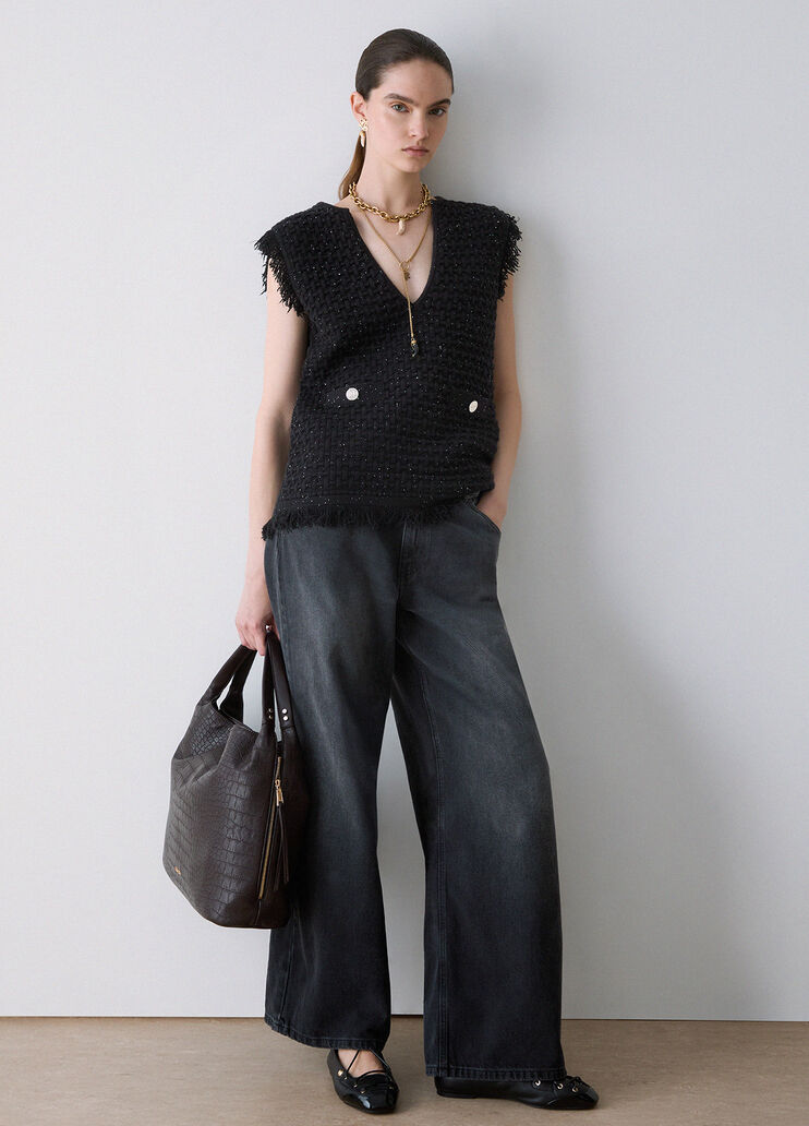 Fringed Detail Waistcoat black Liu Jo - medium