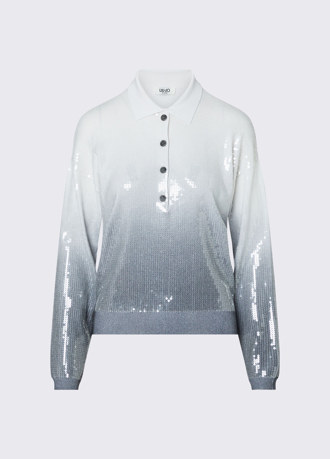 Polo shirt d&eacute;grad&eacute; with sequins grey Liu Jo - large image number 6
