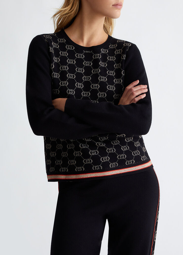 Pullover mit Monogramm-Logo schwarz Liu Jo - medium Pullover mit Monogramm-Logo schwarz Liu Jo - medium
