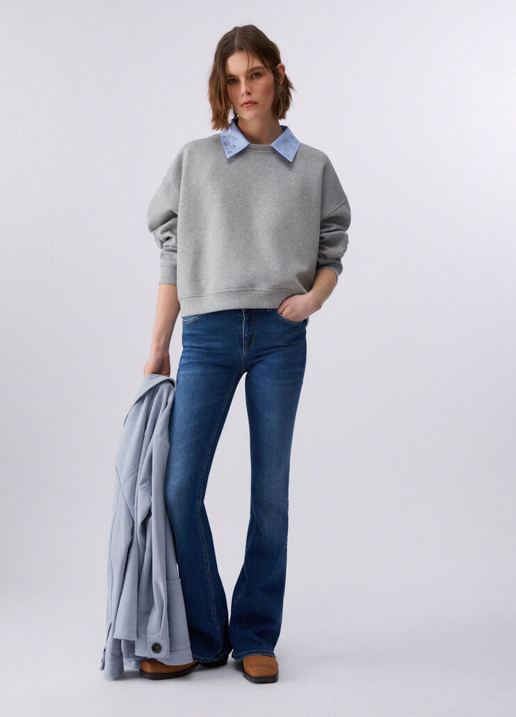 Sweatshirt with jewel embroidery grey Liu Jo - large image number 5