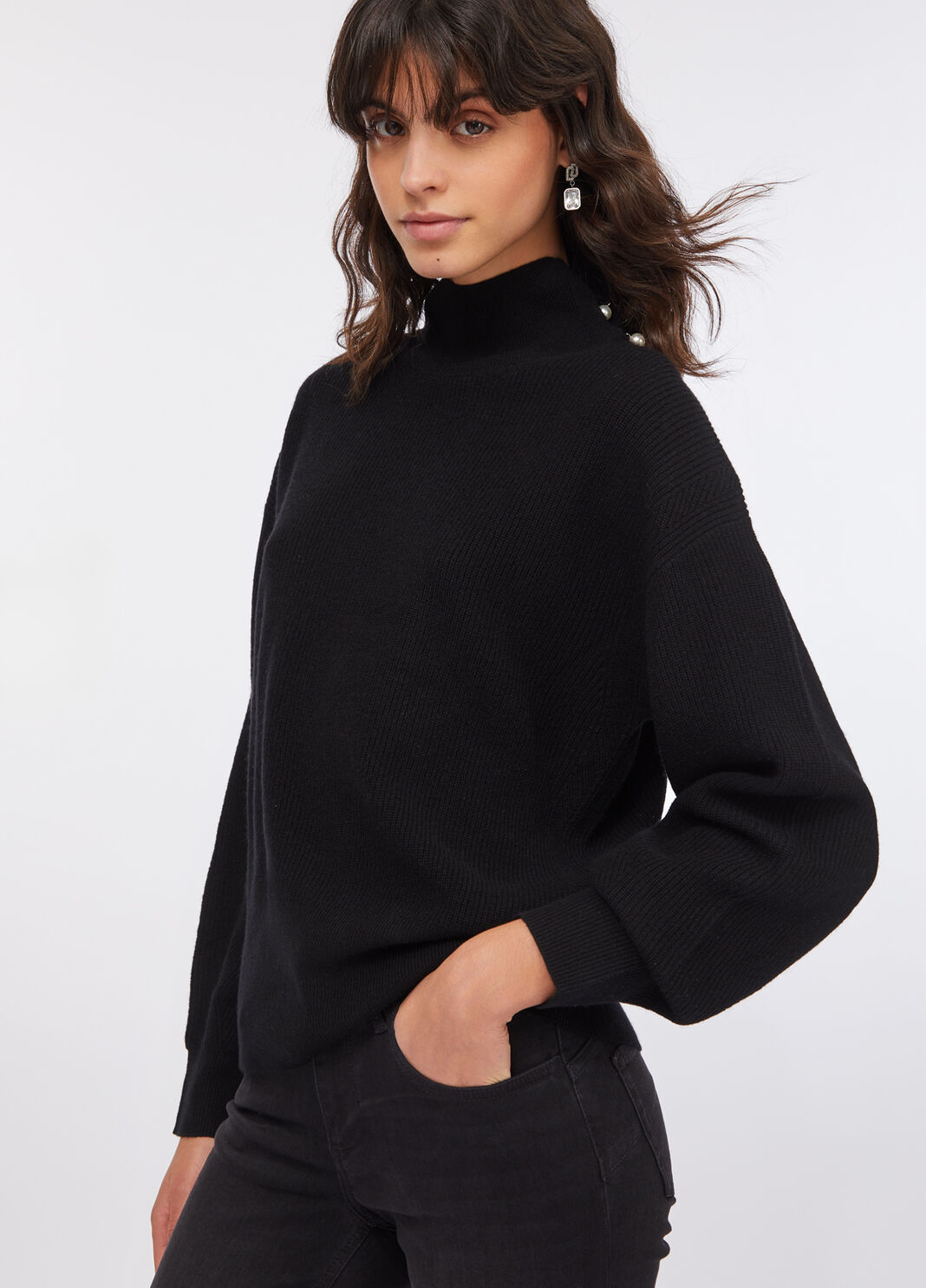 Maglione in lana e cashmere nero Liu Jo - large image number 3