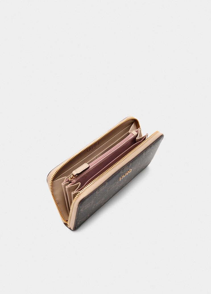 Großer Geldbeutel mit umlaufendem Reißverschluss und Logo Beige Liu Jo - large image number 3