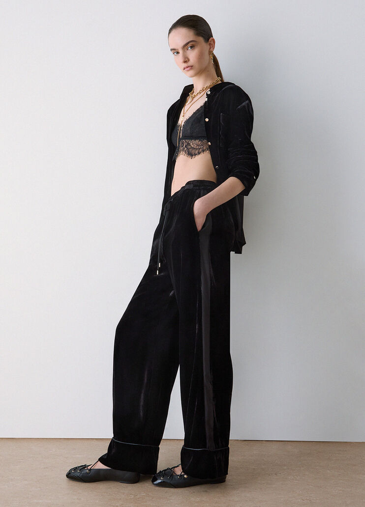 Long trousers in velvet black Liu Jo - medium