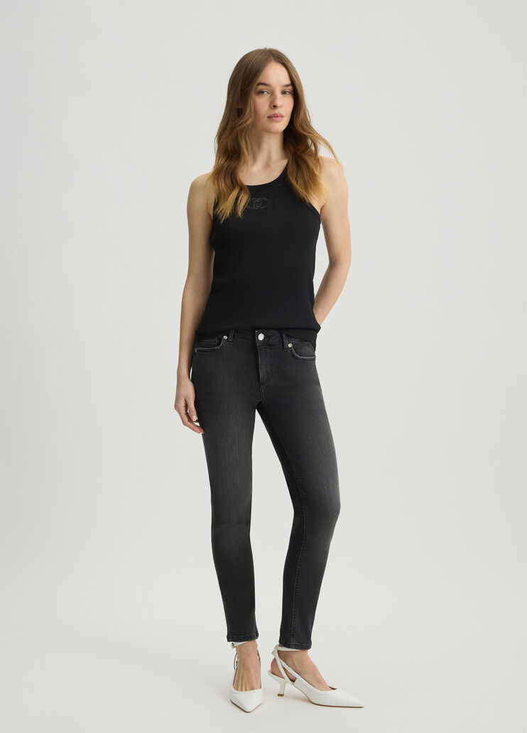 Jeans skinny bottom up denim noir Liu Jo - medium Jeans skinny bottom up denim noir Liu Jo - medium