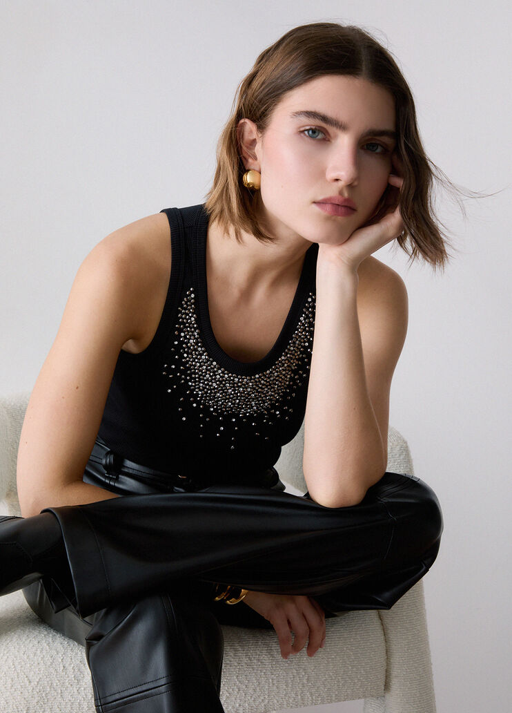 T-shirt with jewel decoration black Liu Jo - medium