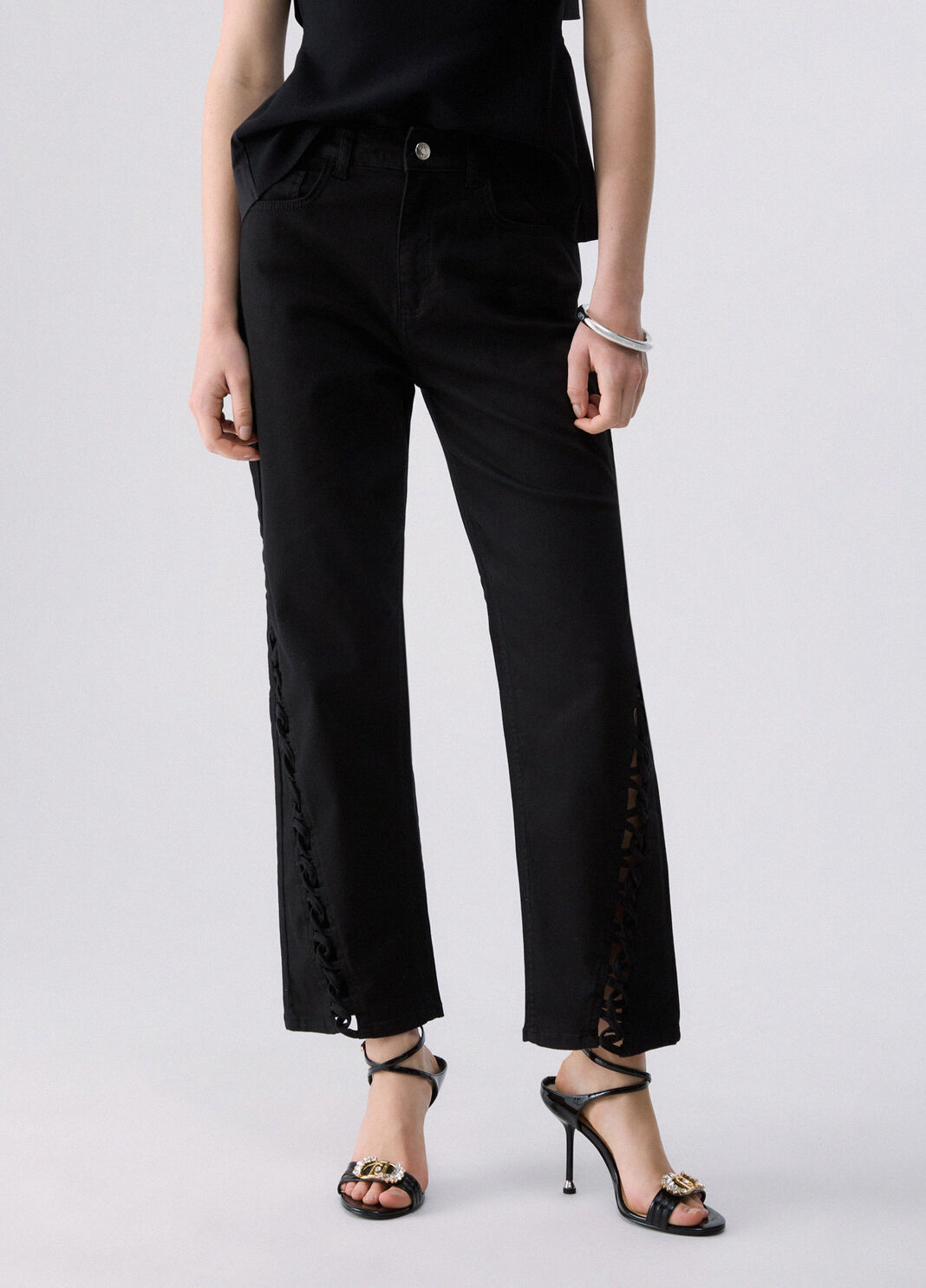 Pantaloni straight con intreccio cut-out nero Liu Jo - large image number 0