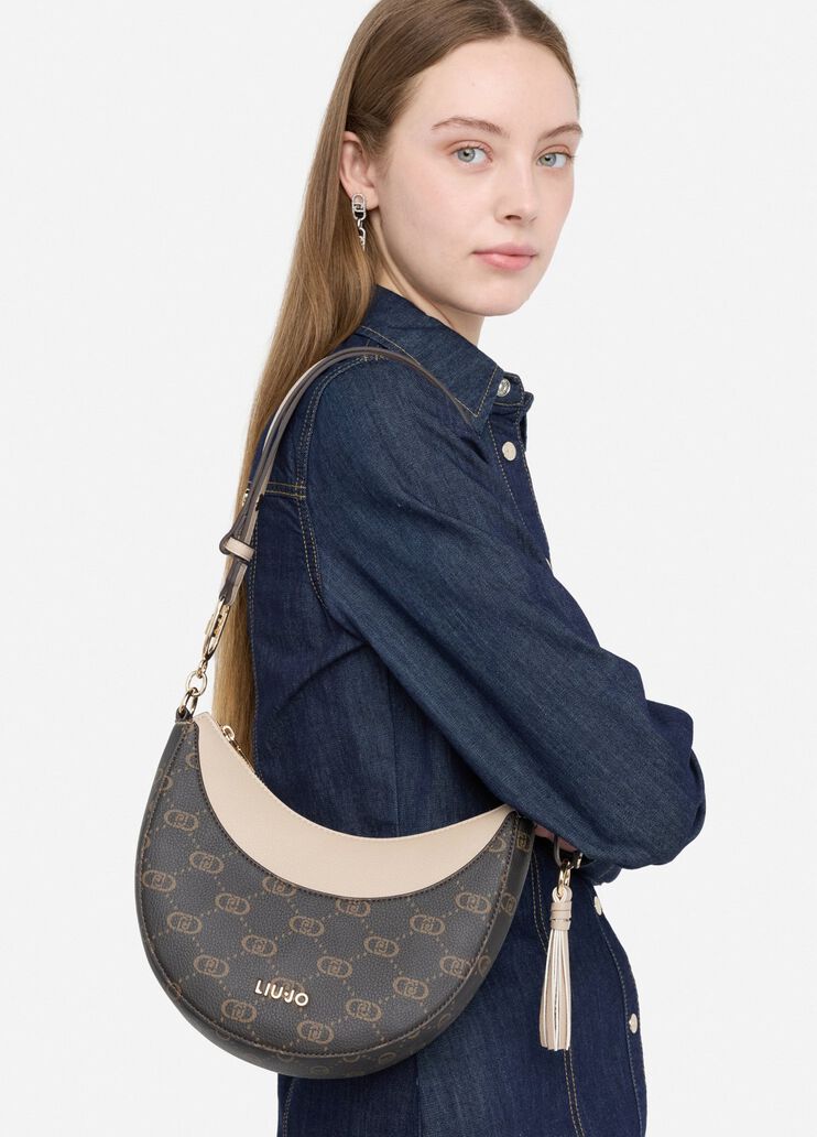 Borsa hobo media con logo beige Liu Jo - medium