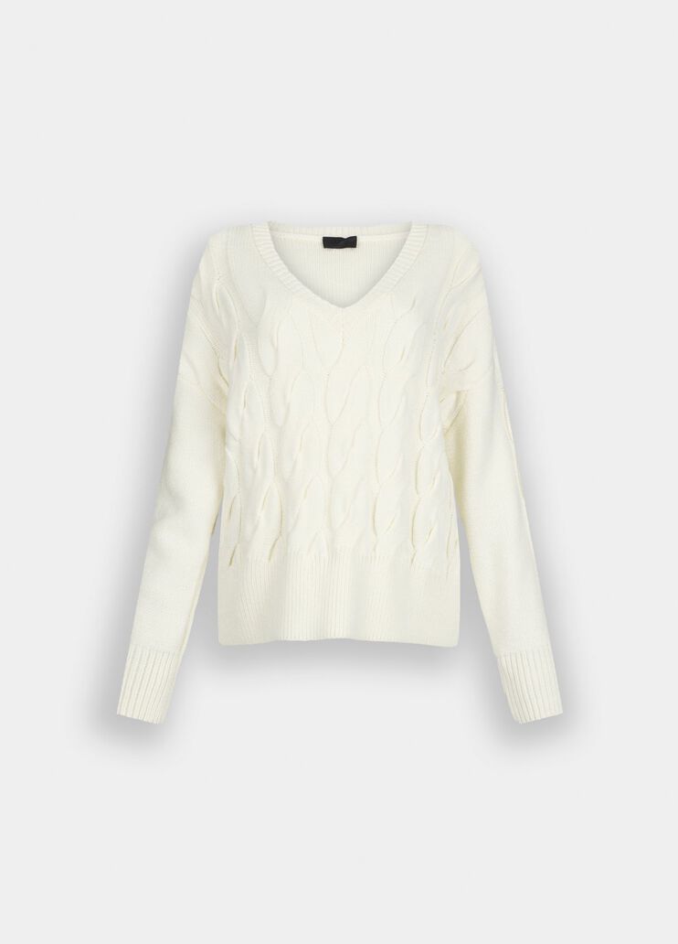 Cable knit wool sweater white Liu Jo - large image number 6